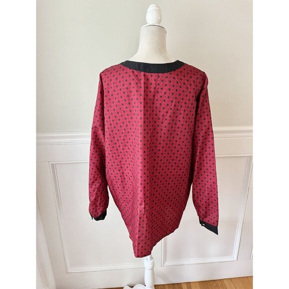 Roamans Womens Plus Size Red & Navy Polka Dot Popover Blouse 1X - Picture 3 of 5